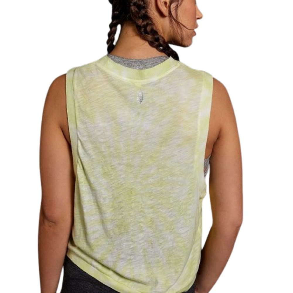 NEW Free People Love Tie Dye Crop Tank Top Key Lime Yellow Womens Size XS, L - Picture 3 of 12